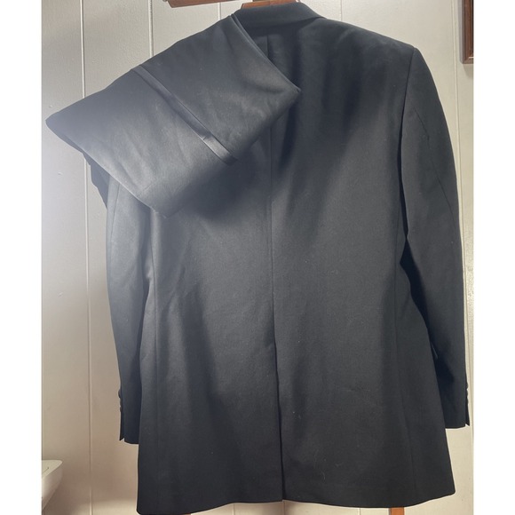 Jos A Bank 2PC Tuxedo Suit Men's 41L Black 36 Pants 100% Worsted Wool - Picture 3 of 16